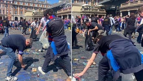 FA Cup Final: Crystal Palace bring the party to the streets of London before facing Man City... and clean up after!