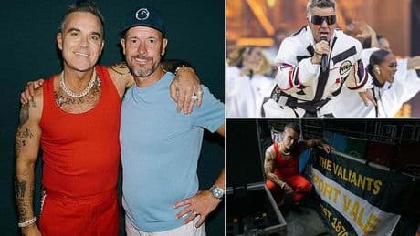 Ex-Man United boss Erik ten Hag meets Robbie Williams after attending the popstar's gig in Amsterdam as he enjoys his summer before starting work at Bayer Leverkusen
