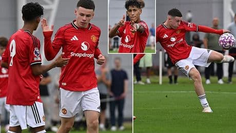 Wayne Rooney's son Kai, 15, scores for Man United's under-18s to complete 5-0 rout - while 14-YEAR-OLD wonderkid bags a double