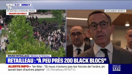 Manifestation du 1er-mai: Bruno Retailleau fait état de "six blessés légers" parmi les forces de l'ordre et d'une cinquantaine d'interpellations à Paris
