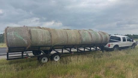 Police stop innocent-looking trailer – only to uncover smuggling operation in hollowed-out bales of hay