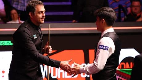 Zhao Xintong makes touching gesture to Ronnie O’Sullivan after crushing win at World Snooker Championship