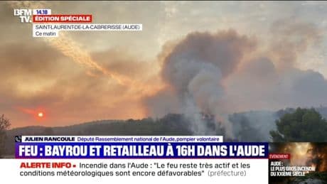 Julien Rancoule, député RN et pompier volontaire, réagit à la venue de François Bayrou suite à l'incendie en cours dans l'Aude