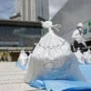Japanse premier gebruikt licht radioactieve aarde uit Fukushima voor bloementuin