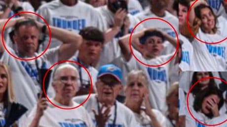 Se mascaba la tragedia: las caras de los fans de los Thunder segundos antes del tiro de Haliburton