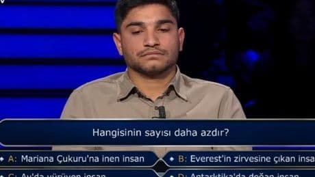 Kim Milyoner sorusu: Hangisinin sayısı daha azdır? Mariana Çukuru'na inen insan