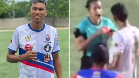 Watch: Shocking moment female referee is SLAPPED by a footballer after he is shown red card