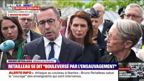 Attaque au couteau à Nantes: "Ce n'est pas un fait divers, c'est un fait de société", estime Bruno Retailleau