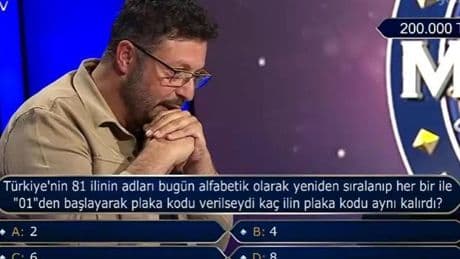 Kaç ilin plaka kodu aynı kalırdı? Kim Milyoner Olmak İster'de plaka sorusu!
