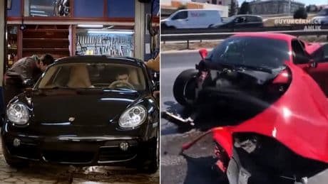Ünlü dizi gerçek oldu! Sosyal medyada herkes 17 milyonluk Ferrari kazasını konuşuyor!
