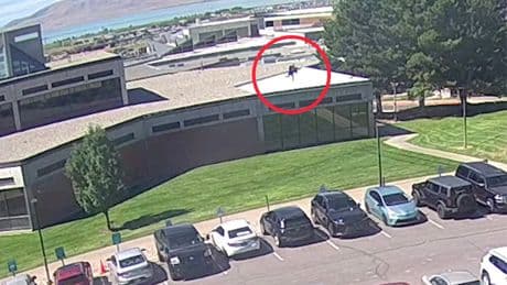 Chilling video of Charlie Kirk shooting suspect released as manhunt for MAGA influencer's killer intensifies