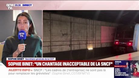 "On leur fait un chantage qui n'est pas acceptable", estime Sophie Binet à propos des cadres qui remplaceront les cheminots ce week-end
