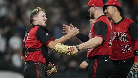Kyle Teel gets a new shirt as he joins the Chicago White Sox for big league debut