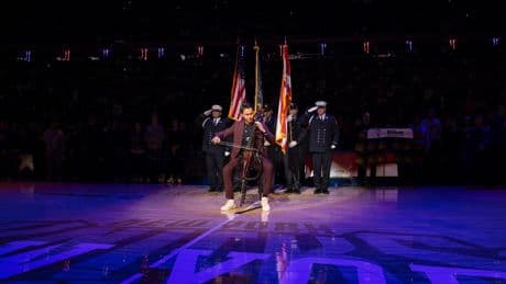 Rebound! NYC subway cellist was attacked by unhinged woman plays national anthem for Knicks