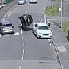 Astonishing moment drunk driver flips his car on its side before driving away - as he is jailed for 14 months