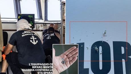 Moment migrant rescue ship is machine-gunned by Libyan coastguard while attempting to reach stricken boat in the Mediterranean