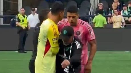 Disgusting footage shows Luis Suarez spitting on rival coach after wild brawl breaks out in Inter Miami cup final loss