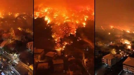 Bursa'da orman yangını havadan görüntülendi! Zaman zaman patlama sesleri duyuldu
