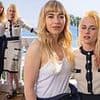 Kristen Stewart looks chic in cream  jumper and matching skirt as she joins elegant Imogen Poots for The Chronology of Water photocall at Cannes Film Festival