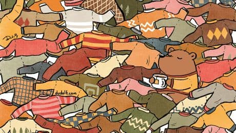 Wimmelbild der Woche - Finden Sie die drei Socken zwischen den Pullovern?