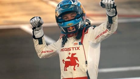 Winning NASCAR driver taken away in ambulance after severe injury during celebration