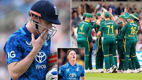 England suffer seven-wicket thrashing in first ODI against South Africa as Sonny Baker endures nightmare debut - and captain Harry Brook apologises to short-changed fans
