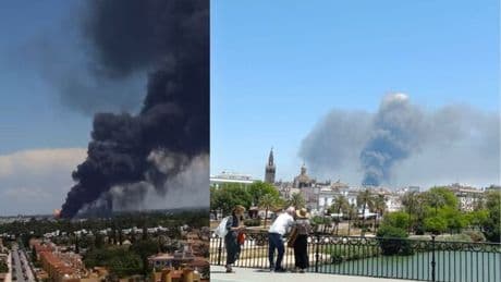 Huge fire near Spain holiday hotspot after chemical warehouse explosion