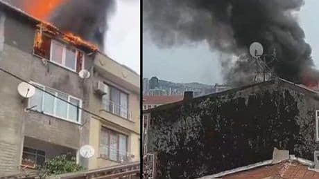Ataşehir'de 5 katlı binanın çatısında yangın! Ekipler sevk edildi
