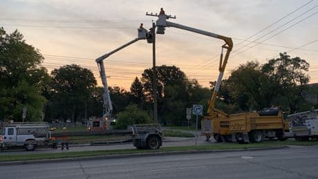 Repairs continue after truck crashes into Winnipeg hydro pole Wednesday night