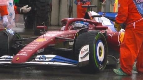 <p>Leclerc, Ferrari sprint tragicomica: a muro durante il giro di ricognizione!</p>