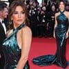 Eva Longoria dazzles in a green sequinned gown as she poses up a storm at Mission Impossible premiere during Cannes Film Festival