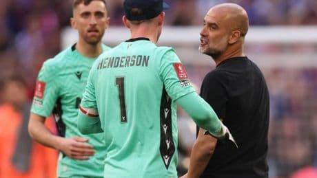 Pep Guardiola furiously confronts Dean Henderson after FA Cup final controversy