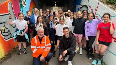 School pupils' artwork transforms M74 underpass