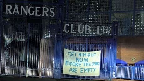 Seething Rangers fans pin blistering nine word banner to Ibrox gates as anti Russell Martin protests ramp up