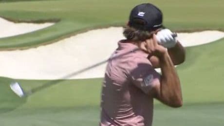 PGA Championship star throws club across fairway in angry outburst as comeback collapses