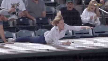 Fan’s wild dive for foul ball a lone highlight for dreadful Athletics