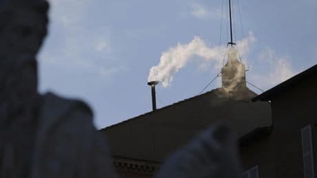 New Pope elected as white smoke rises from the roof of the Sistine Chapel