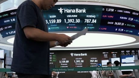 Asian shares are mixed and gold sets a fresh record high of over $3,550 per ounce