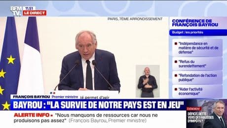 Finances publiques: "C'est de la survie de notre pays qu'il s'agit", assure François Bayrou