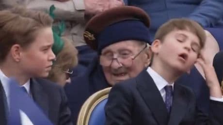 Prince Louis hilariously mimics older brother George during VE Day parade