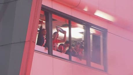 PSV-selectie onthaald in Eindhoven, balkonscène bij Philips Stadion