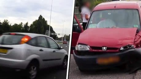 Vakantieganger bruut geramd op snelweg: kano vliegt van dak