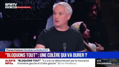 "Bloquons tout": "La moitié du budget de l'État, c'est avec l'impôt le plus injuste", lance Thomas Vacheron, secrétaire confédéral CGT