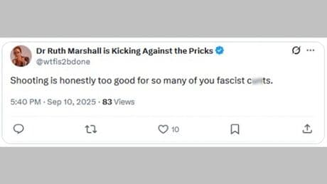 U of T prof who made shooting comment after Charlie Kirk assassination now on leave