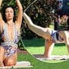 Chantelle Houghton shows off her incredible five stone weight loss in a plunging swimsuit as she enjoys a yoga class in Tenerife