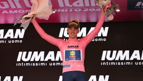 Mads Pedersen takes pink for first time with Giro d’Italia stage one win in Albania