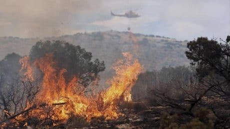 Los medios aéreos regresan al incendio que amenaza el paraje de la Font Roja en Alicante