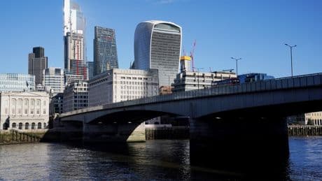 FTSE up as pound hits near four-year high