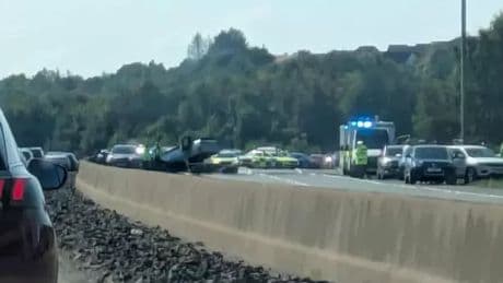 Car flips onto roof on M80 near Glasgow amid multi-vehicle crash