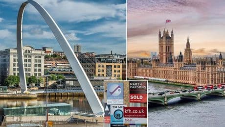 House prices up £9,000 in past year with homes in North East rising nearly 10 times faster than London